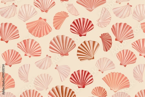 Marine Chic Shells, Dual-Tone Scallop Shells – Simple and Elegant. Beautiful simple AI generated image in 4K, unique.