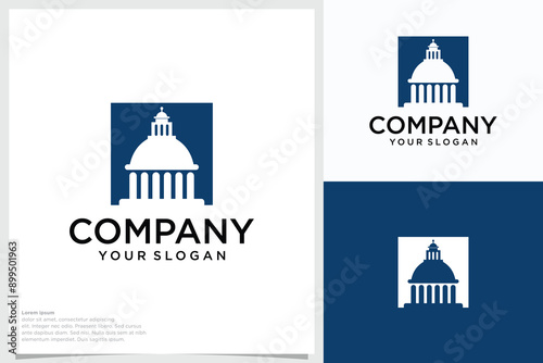 Inspirational Logo Design for Educational Institution Creative Capitol Building Government Icon Iconic Landmark Illustration Pro Vecto