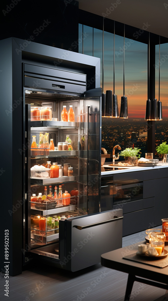 IoT-Enabled Kitchen: A kitchen equipped with smart appliances, like a refrigerator with inventory tracking and a smart oven. IoT-Enabled Kitchen: A kitchen equipped with smart appliances, like a refrigerator with inventory tracking and a smart oven.