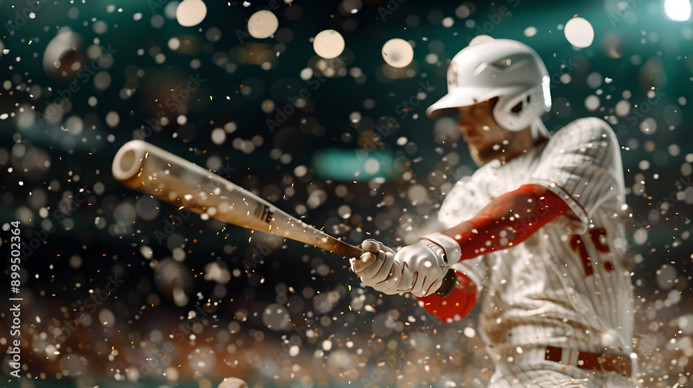 Baseball Batter Swinging in Dramatic Lighting Baseball Batter Swinging in Dramatic Lighting