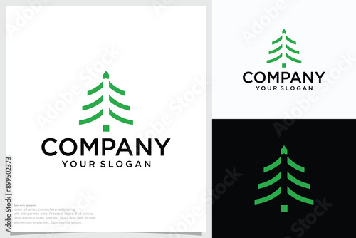 Pines evergreen logo concept icon vector template