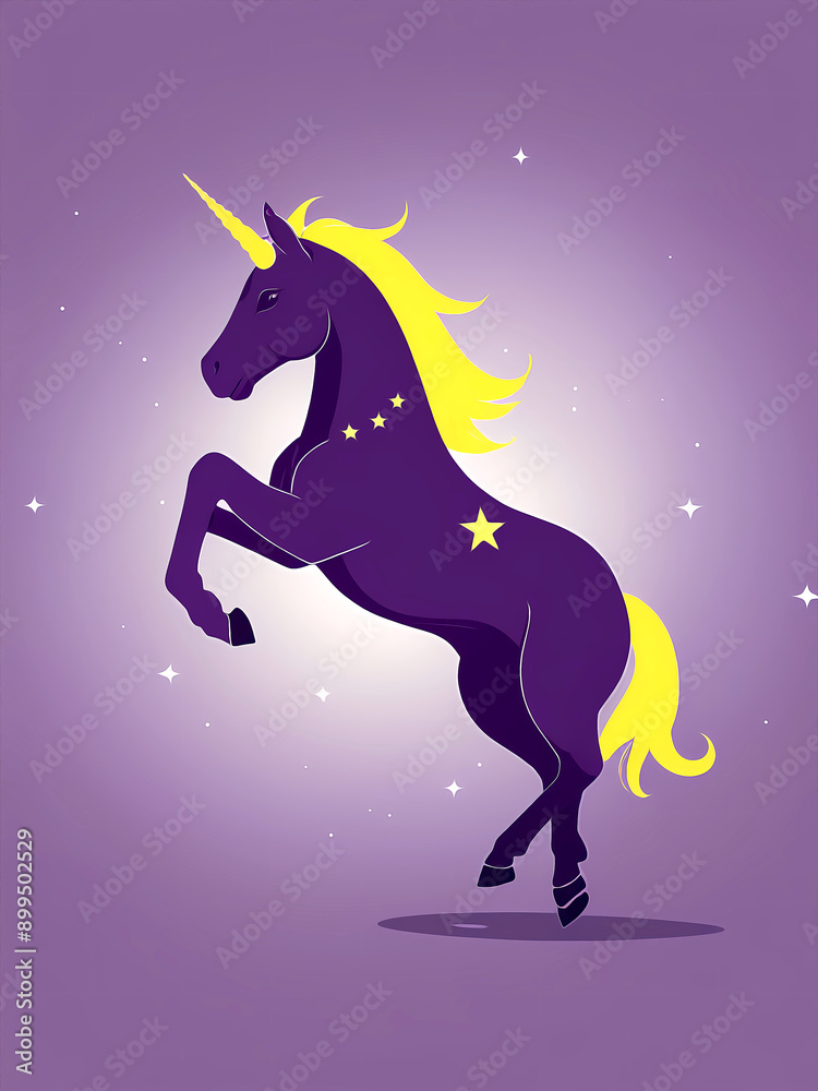 Dark purple unicorn in a magical stance Dark purple unicorn in a magical stance