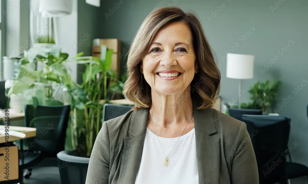 Portrait of a happy senior businesswoman smiling at camera in office Portrait of a happy senior businesswoman smiling at camera in office