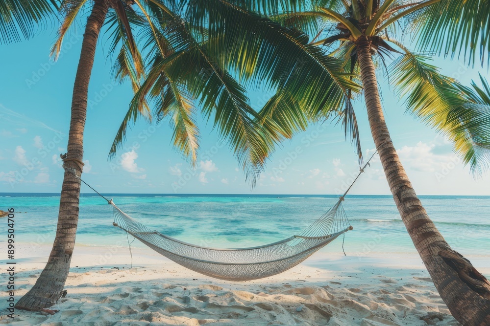 Fototapeta premium A hammock between two palm trees