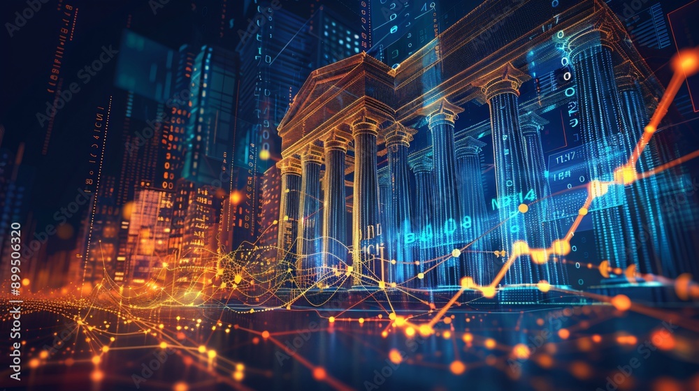 Digital Cityscape with Classical Architecture Digital Cityscape with Classical Architecture