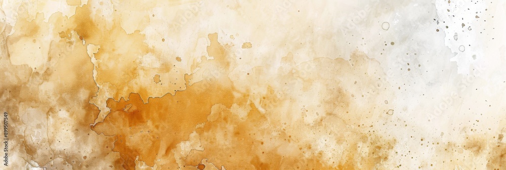 Naklejka premium Golden watercolor background. Elegant Christmas or New Year background. Splashes and strokes. Holiday concept. For banner, poster, card. Free space for text