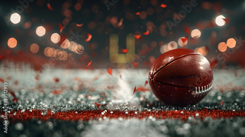 Football Victory Celebration with Confetti and Stadium Lights