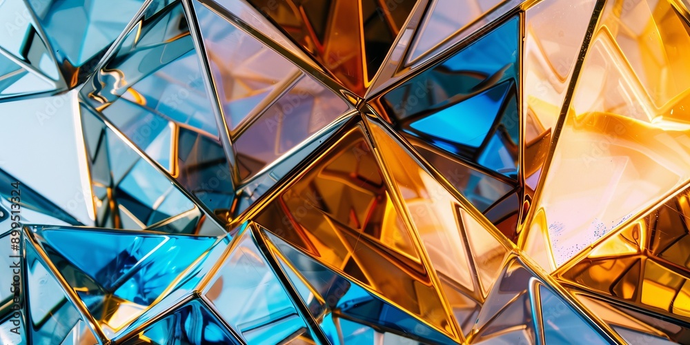 Shiny Abstract Geometric Background with Blue and Orange Triangular Shapes Shiny Abstract Geometric Background with Blue and Orange Triangular Shapes