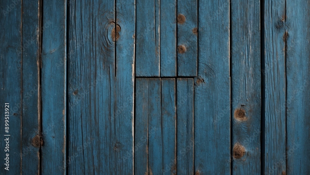 Naklejka premium Rustic blue wooden planks creating an aged texture effect.