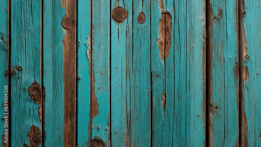 Close-up view of aged wooden planks in turquoise hue Close-up view of aged wooden planks in turquoise hue