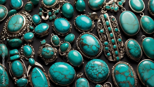 Turquoise jewelry collection with intricate designs