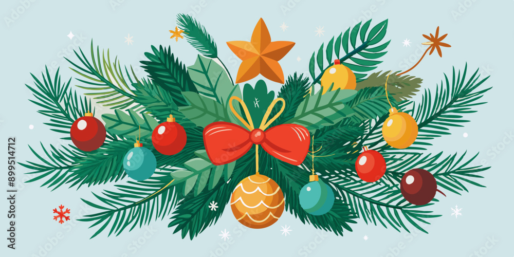 Festive composition with fir tree branches isolated. Festive composition with fir tree branches isolated.