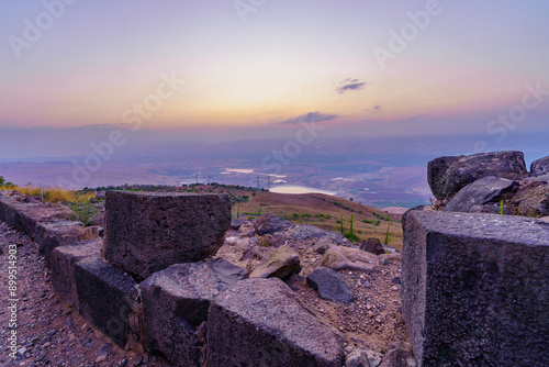 Sunrise view of the crusader Belvoir Fortress photo