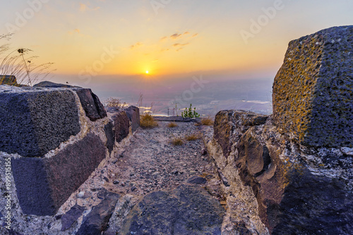 Sunrise view of the crusader Belvoir Fortress photo