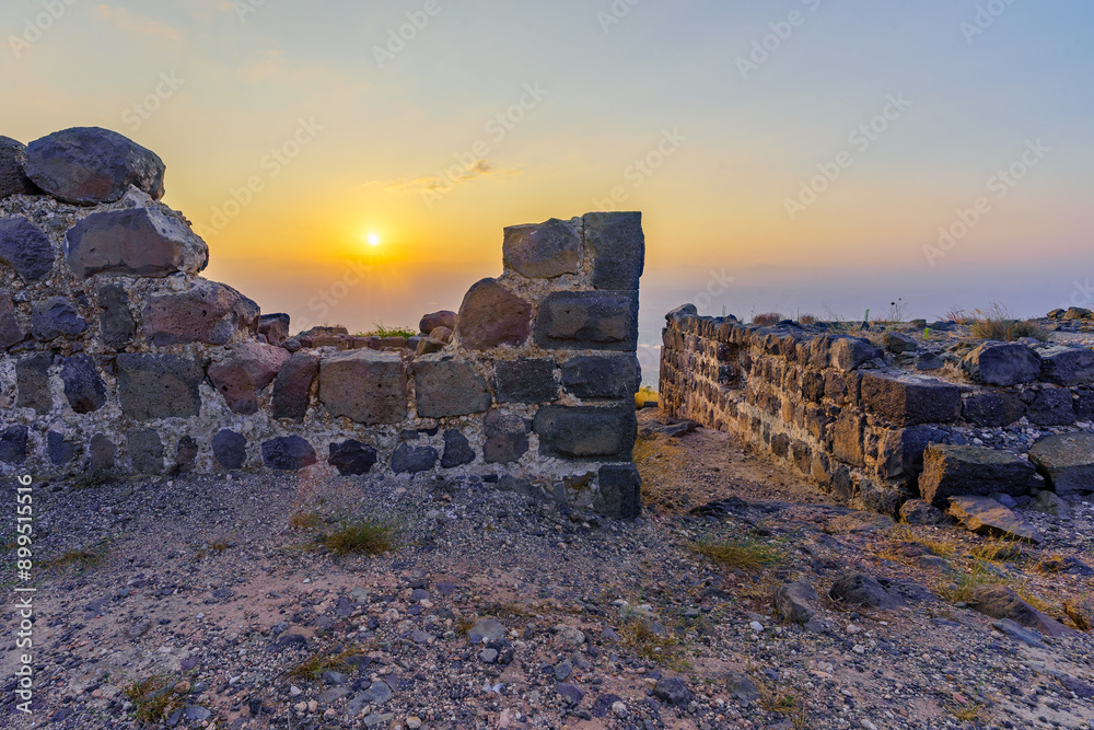 Sunrise view of the crusader Belvoir Fortress