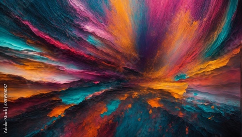 Wallpaper Mural Abstract Ethereal Canvas:  A vibrant and ethereal abstract painting with a burst of color. This captivating artwork evokes feelings of wonder, dreams, and boundless creativity.  The swirling, dynamic  Torontodigital.ca