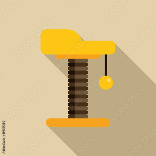 Yellow cat scratching post with hanging ball for playful cats