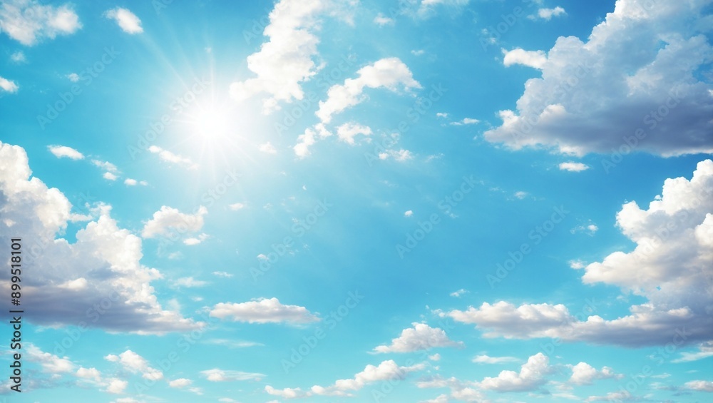 Sunny Skies and Puffy Clouds: A mesmerizing panorama of a vibrant blue sky adorned with fluffy white clouds, bathed in the golden glow of the sun. The perfect backdrop for dreams and aspirations. Sunny Skies and Puffy Clouds: A mesmerizing panorama of a vibrant blue sky adorned with fluffy white clouds, bathed in the golden glow of the sun. The perfect backdrop for dreams and aspirations.
