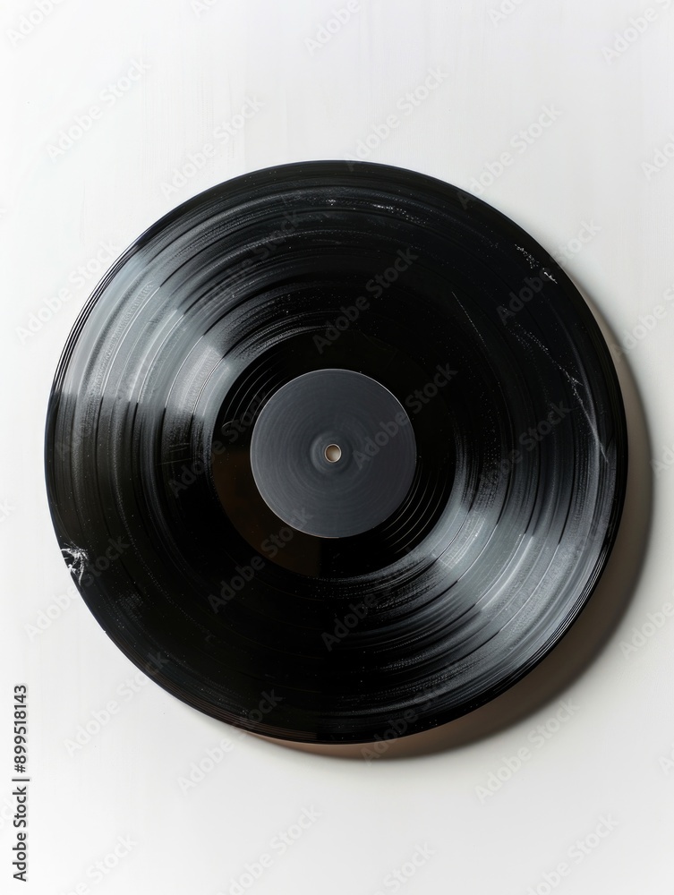 Fototapeta premium A black record is sitting on a white wall
