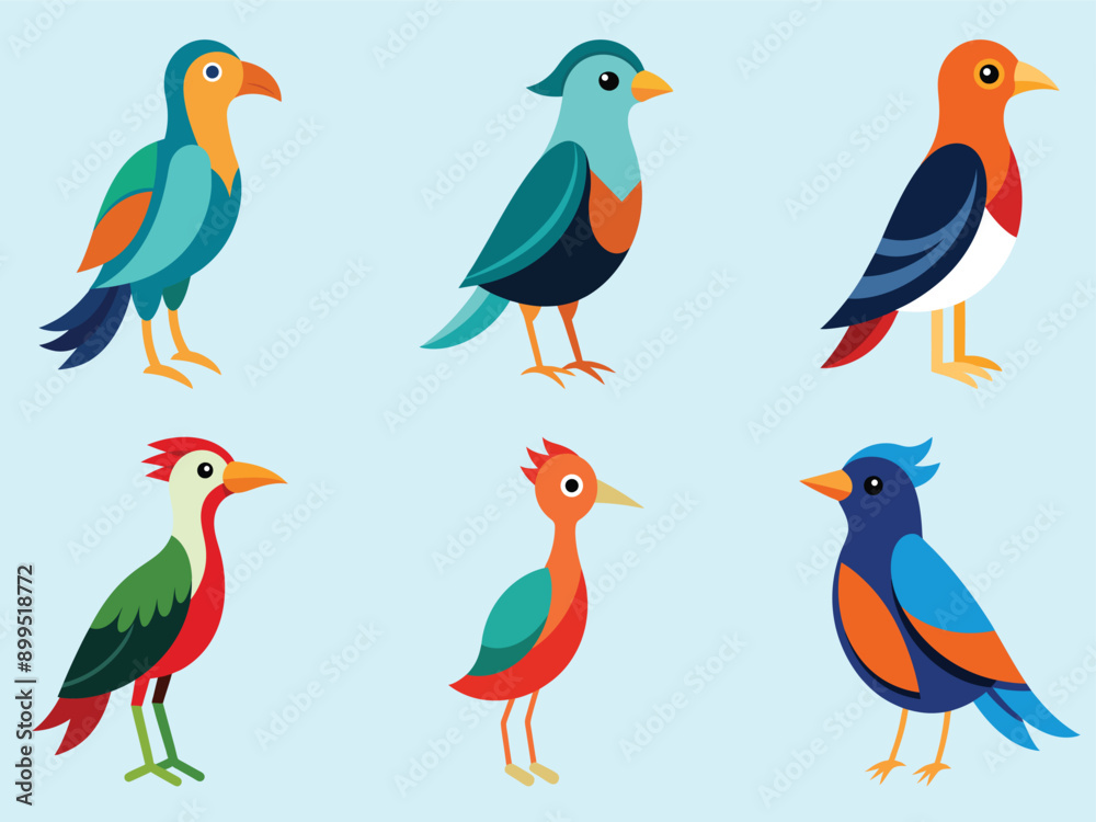 Adorable Bird set vector illustration Adorable Bird set vector illustration