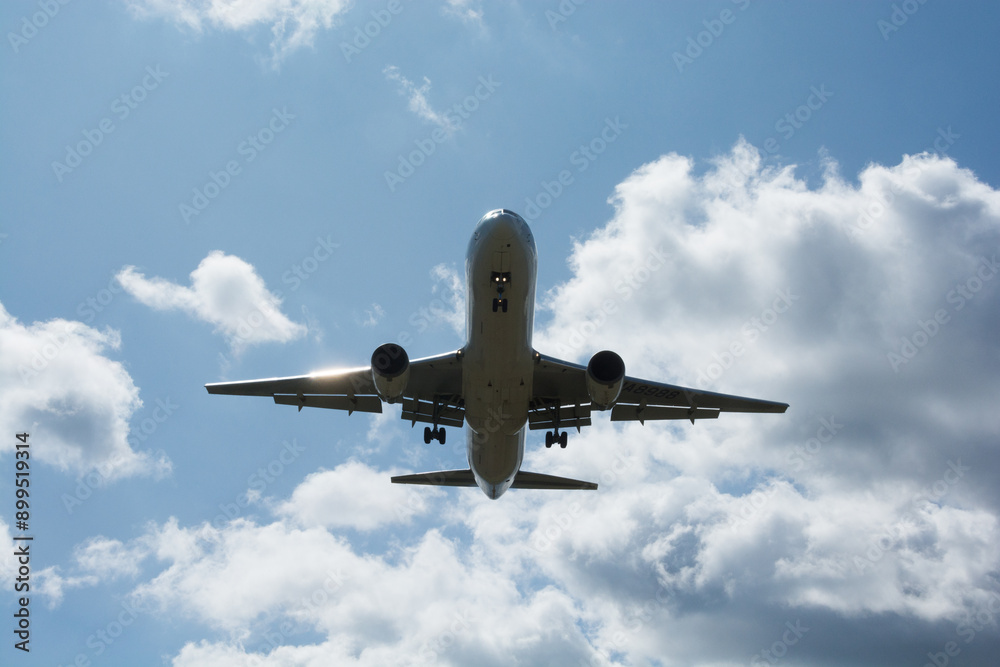 Fototapeta premium 着陸準備のジェット旅客機 