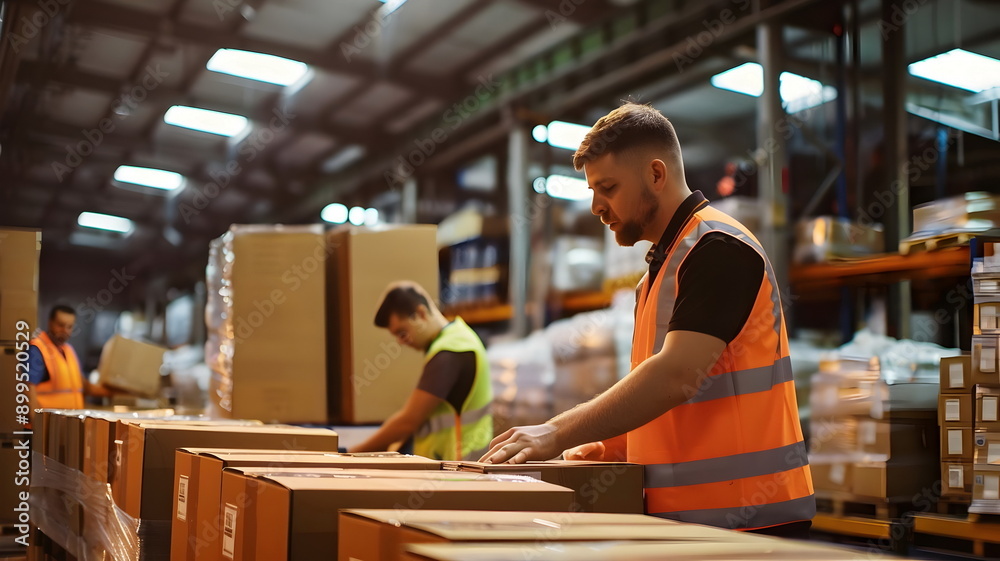 Efficient Warehouse Team Packing Boxes Shipping Operations Logistics Management Efficient Warehouse Team Packing Boxes Shipping Operations Logistics Management
