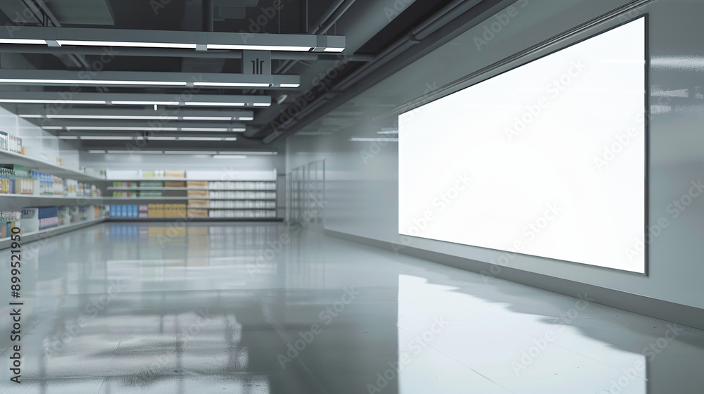 Obraz premium Blank billboard in a supermarket copy space with for text