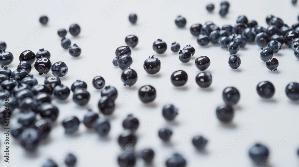 Fresh blueberries on white background, bursting with flavor and nutrients, perfect for summer recipes