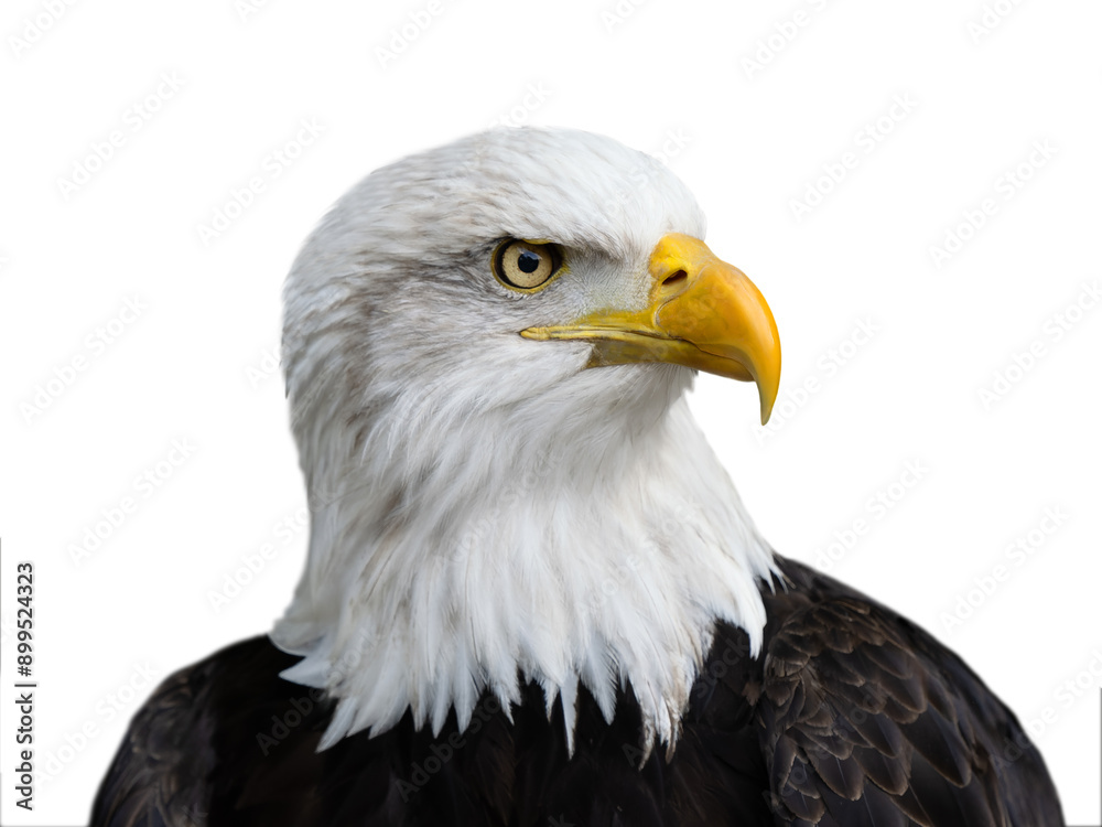 Fototapeta premium portrait american bald eagle isolated on white background