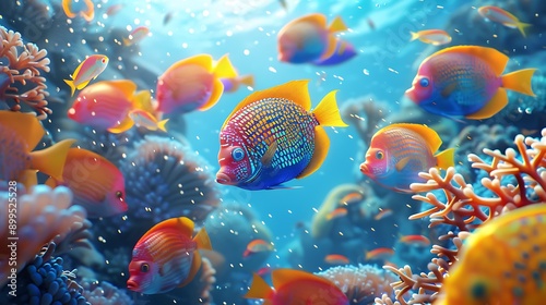 Wallpaper Mural Vibrant Tropical Fish in Coral Reef Torontodigital.ca