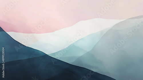 a pink and blue mountain landscape with a pink sky