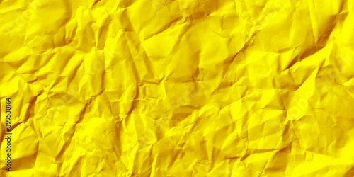 Vector realistic crumpled paper texture background. Clean yellow paper, wrinkled, abstract background.