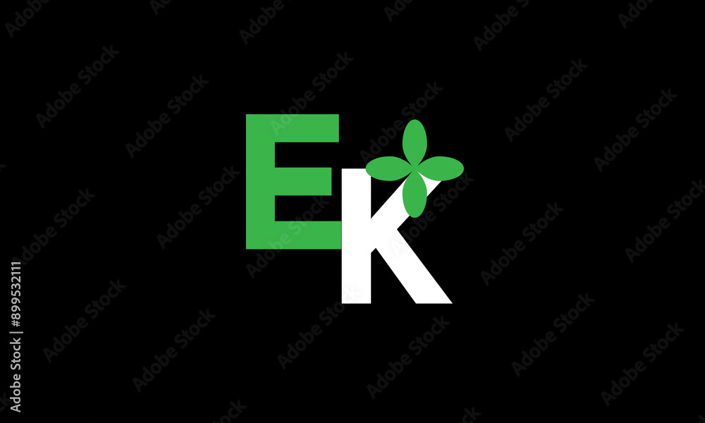 Fototapeta premium EK Leaf Logo Initial Green Nature