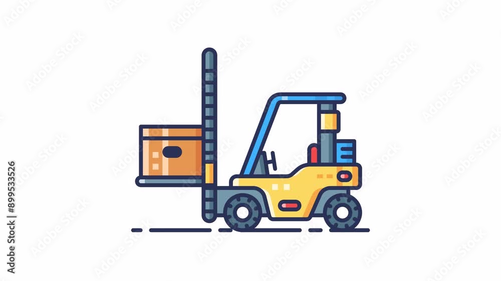 Forklift lifting packages box animation. Suitable for warehouse, logistics, industrial, transportation, and delivery concepts. Looping transparent background. Forklift lifting packages box animation. Suitable for warehouse, logistics, industrial, transportation, and delivery concepts. Looping transparent background.