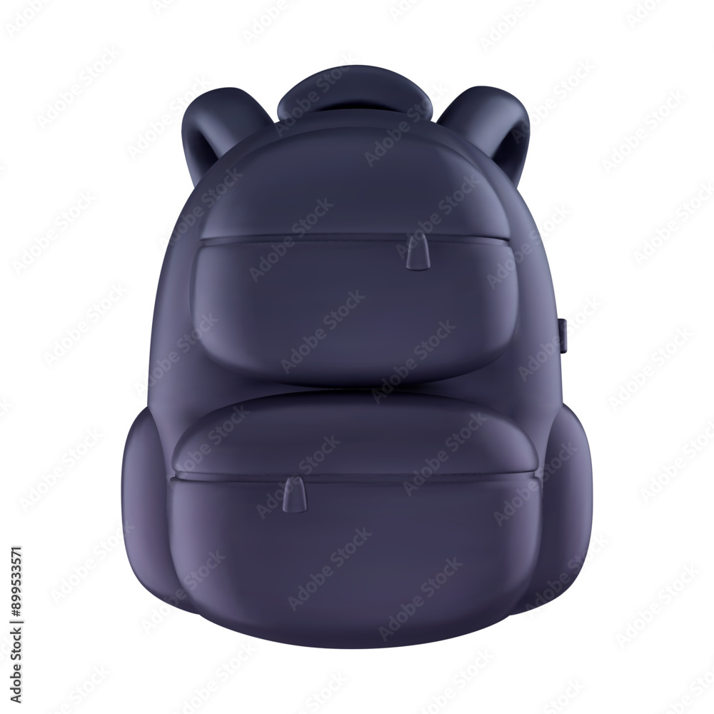 Obraz premium Backpack for school or travel. Vector 3d illustration. Black equipment element in cartoon realistic style.