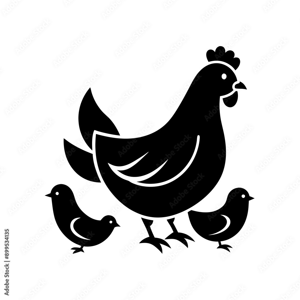 Obraz premium hen and chicken Vector
