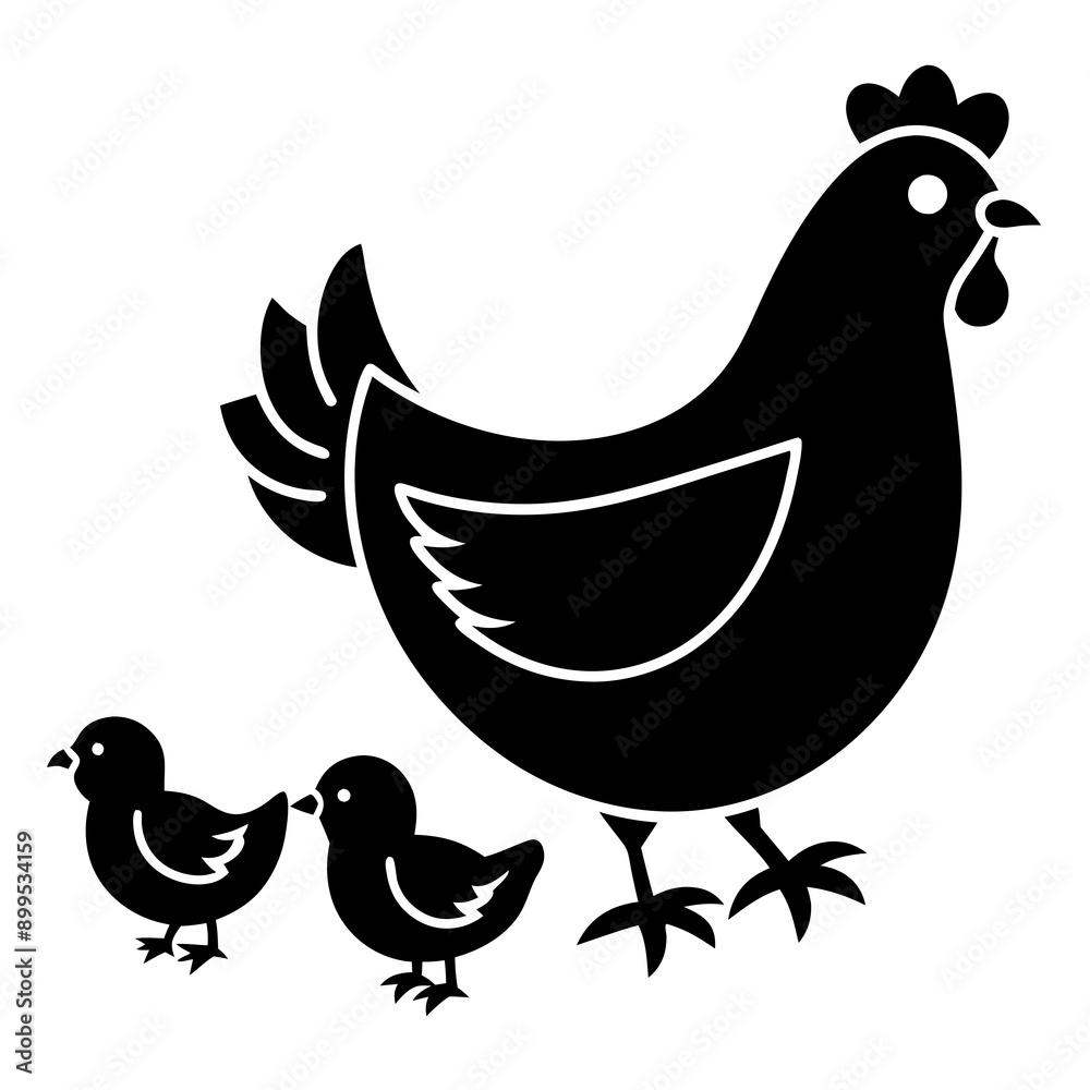 Obraz premium hen and chicken Vector