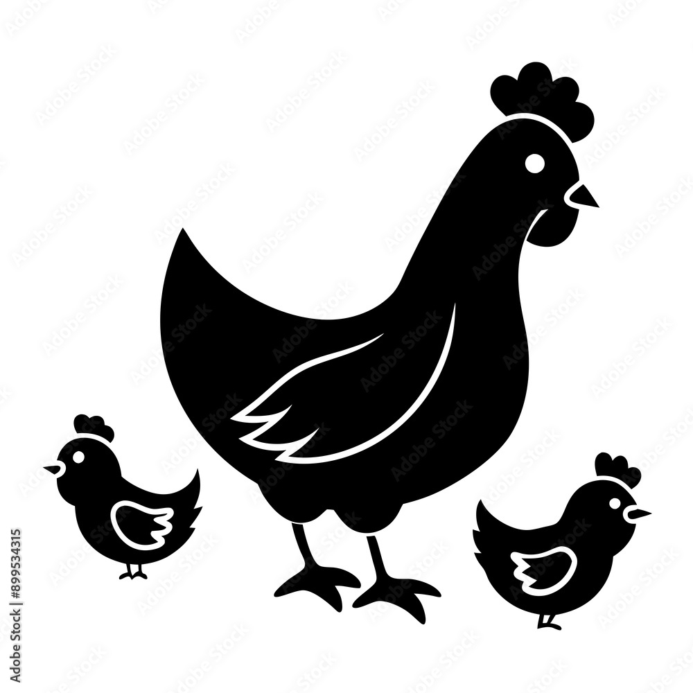 Fototapeta premium hen and chicken Vector