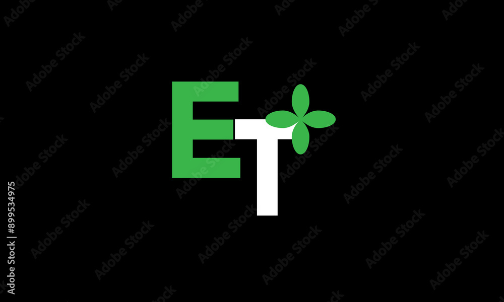 Fototapeta premium ET Leaf Logo Initial Green Nature