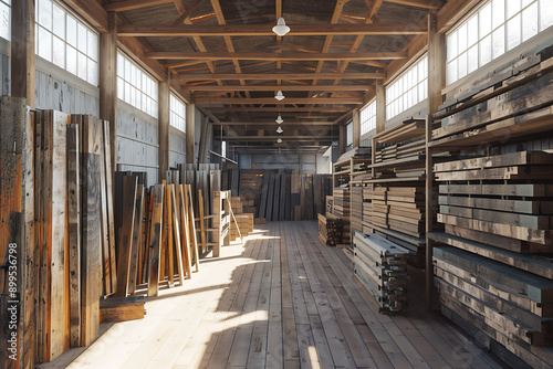 Aufgeräumte Lagerhalle für Holz