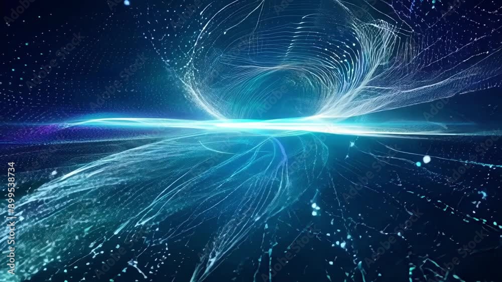 In a virtual world digital particles leave behind sparkling trails defying the laws of physics in a stunning display. In a virtual world digital particles leave behind sparkling trails defying the laws of physics in a stunning display.