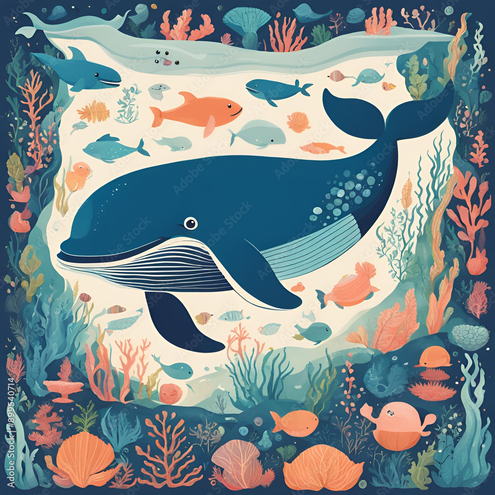 Obraz premium whale and dolphin