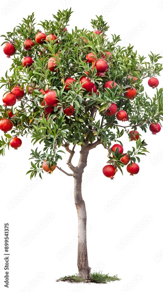 Fototapeta premium Bountiful Pomegranate Tree Laden with Ripe Fruit in Natural Setting