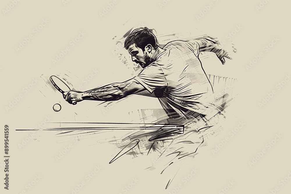 Fototapeta premium A man is playing tennis and is about to hit the ball