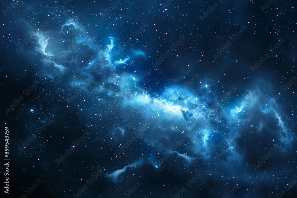 The image is of a vast, star-filled sky with a blue hue The image is of a vast, star-filled sky with a blue hue
