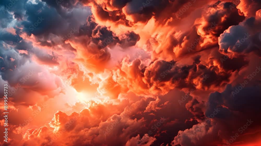 A photo of a fiery red sunset sky, with dramatic clouds and fading light A photo of a fiery red sunset sky, with dramatic clouds and fading light