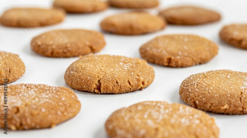 Delight in tempting cookies covered in sugar on a white backdrop. Handmade and delectable, ideal for satisfying sweet desires Delight in tempting cookies covered in sugar on a white backdrop. Handmade and delectable, ideal for satisfying sweet desires