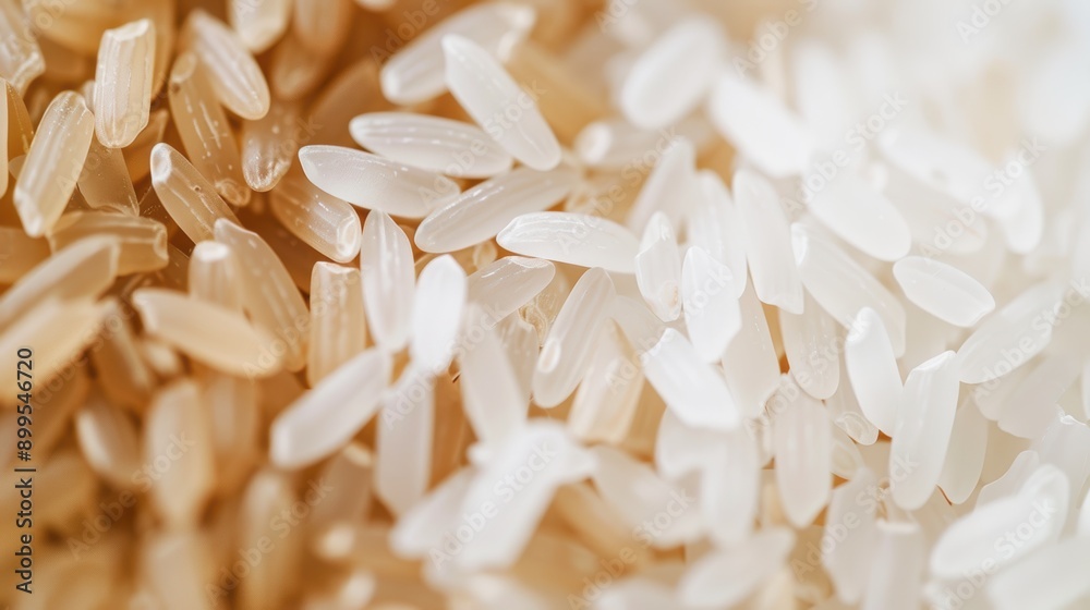 Close-up photo of white and brown rice creating a textured food backdrop Close-up photo of white and brown rice creating a textured food backdrop