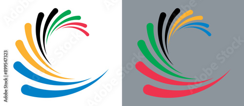 Colorful Olympic Games background or banner. Olympic modern lines with 5 correct colors.
