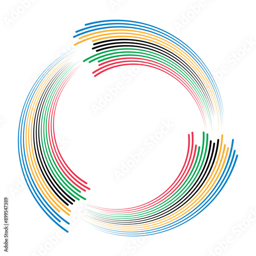 Colorful Olympic Games background or banner. Olympic modern lines with 5 correct colors.